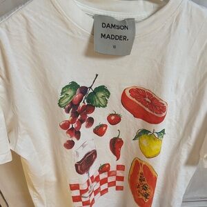 Damson Madder White Fruit Print Short Sleeve Tee